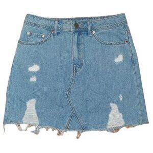 3/$15 Divided Distressed Raw Hem Denim Mini Skirt Size 4